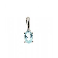 Pendentif Topaze bleue traitée Ovale 6x4mm Or Blanc 375
