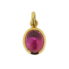 Pendentif Tourmaline Rose Cabochon Or Jaune