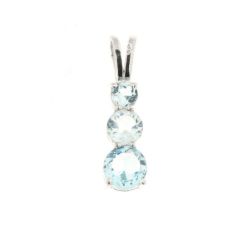 Pendentif Trilogie Argent 925 Topaze Bleue Traitée