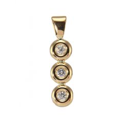 Pendentif Trilogie Diamant 0.185ct Or Jaune