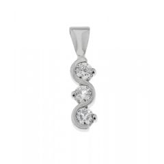 Pendentif Trilogie Diamant 0.39ct Or Blanc