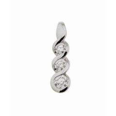 Pendentif Trilogie Or Blanc 750 Diamant 0.36 carat