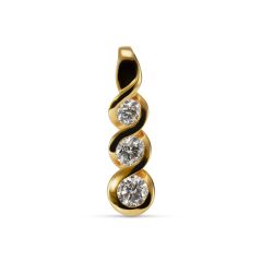 Pendentif Trilogie Or Jaune 750 Diamant 0.36 carat