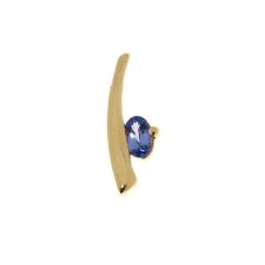 Pendentif Virgule Or Jaune Tanzanite Ovale 6x4mm
