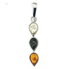 Penentif argent trilogie ambre multicolore