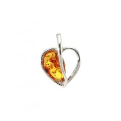 Penentif coeur argent et ambre