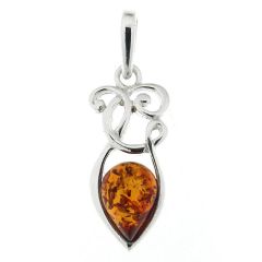 Penentif motif baroque en Argent et Ambre