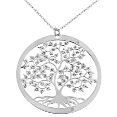 Sautoir argent et pendentif arbre de vie