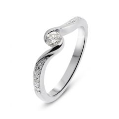 Solitaire Or Blanc 750 Diamant 0.20 carat