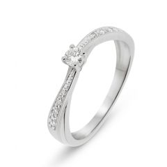 Solitaire Or Blanc Diamant 0.16 carat