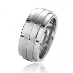 Alliance Prestige en Argent 925 Platin&eacute;. Largeur : 9mm