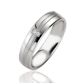  Alliance diamant argent 925 platiné. Deux diamants taille brillant sont sertis sur l alliance. (poids total 0,015 carat) ...