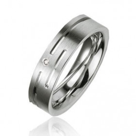 Alliance Prestige en Argent 925 Platin&eacute;. Largeur : 5.5mm. Poids Diamant : 0,01 carats. Qualit&eacute; Diamant : HSI