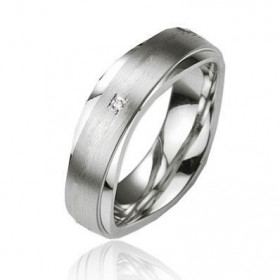 Alliance Prestige en Argent 925 Platin&eacute;. Largeur : 7mm. Poids Diamant : 0,01 carats. Qualit&eacute; Diamant : HSI