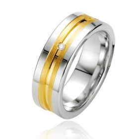  Alliance Prestige Argent 925 Platin&eacute; Plaqu&eacute; Or Largeur : 7mm Poids Diamant : 0,015 carats Qualit&eacute; Di...