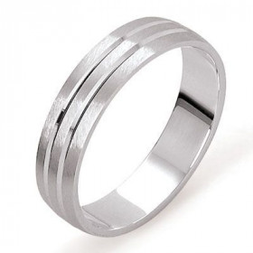  Alliance prestige or gris Extérieur deux lignes le long l anneau Intérieur plat Largeur : 5mm 