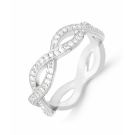  Alliance tour complet entrelacée Argent 925 rhodié Oxyde zirconium Alliance tour complet sertie d oxydes 1,2mm 2 anneaux ...