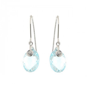 Boucles d oreilles pendantes Topaze Bleue Traitée Diamant Or Blanc 750 Ces élégantes pierres taillées dome ovale mesurent ...