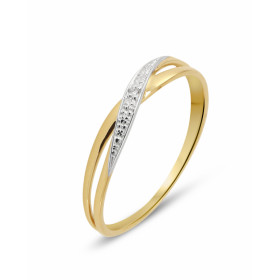 Bague 2 Ors sertie d un petit diamant 0,005 carat Largeur monture (vue dessus) : 3,8mm Couleur Diamant : H Pureté Diamant : I