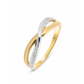  Bague 2 Ors sertie deux petits diamants pour un poids total 0,013 carat Largeur monture (vue dessus) : 5,2mm Couleur Diam...