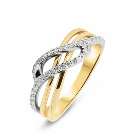  Bague 2 Ors Diamants Largeur monture (vue dessus) : 8mm Couleur Diamant : H Pureté Diamant : I Poids Total Diamant : 0,10ct 