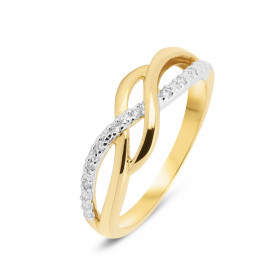 Bague 2 Ors sertie 8 diamants pour un poids total 0,041 carat Largeur monture (vue dessus) : 6,7mm Couleur Diamant : H Pur...