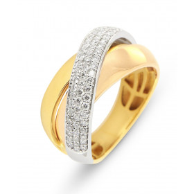  Bague 3 ors 750 Diamant Majestueuse bague un pavage diamant sur partie or blanc Poids total diamant : 0.53 carat 