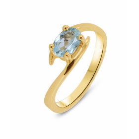  Bague Or Jaune 750 sertie d une Aigue Marine ovale 7x5mm (0,54 carat) 