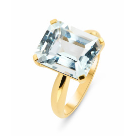  Bague Or Jaune sertie d une Aigue Marine rectangulaire de 12 x 10 mm (5 carats) Serti à griffes 