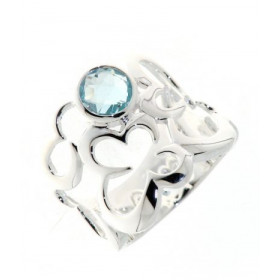  Bague Argent 925 Topaze bleue sertie d une pierre 6 mm Largeur sur doigt (vue dessus) : 18 mm 
