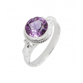 Bague Améthyste Argent 925 - Pierre Ronde 8mm Bague Argent 925 sertie d une pierre ronde 8mm Pierre taillée à facettes mon...