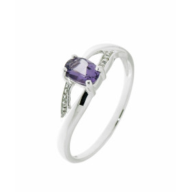 Bague Améthyste Diamant Or Blanc 375 Cette bague Or 375 est sertie d une Améthyste ovale La pierre central mesure 6x4mm, e...