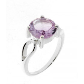  Bague Argent 925 Am&eacute;thyste , monture ajour&eacute;e sertie d une pierre ronde 10mm 