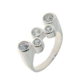 Bague Argent  5 Oxydes Blancs