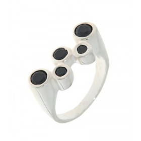 Bague Argent  5 Oxydes Noirs