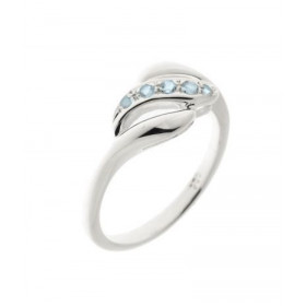  Bague Argent 925 Topaze bleue , mod&egrave;le fantaisie serti 5 petites pierres 2mm 