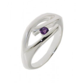 Bague Argent 925 Améthyste sertie d une pierre 3,5mm diamètre Largeur sur doigt (vue dessus) : 9mm 