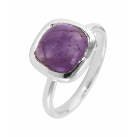 Bague Argent 925 Améthyste Cabochon Coussin 10x10mm Bague Argent 925 sertie d une pierre taille coussin 10x10mm Pierre tai...