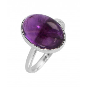 Bague Argent 925 Améthyste Cabochon Ovale 14x10mm Bague Argent 925 sertie d une pierre ovale 14x10mm Pierre taillée caboch...