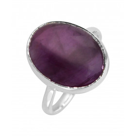 Bague Argent 925 Améthyste Cabochon Ovale 16x12mm