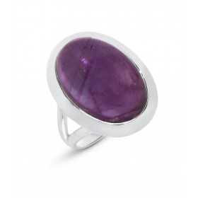 Bague Argent 925 Améthyste Cabochon Ovale 18x12mm