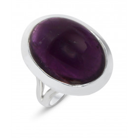 Bague Argent 925 Améthyste Cabochon Ovale 20x15mm