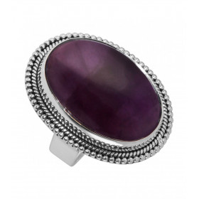 Bague Argent 925 Améthyste Cabochon Ovale 25x18mm Bague Argent 925 sertie d une pierre ovale 25x18mm Pierre taillée caboch...
