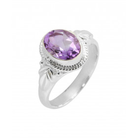 Bague Argent 925 Améthyste Ovale 9x7mm Bague Argent 925 sertie d une pierre 9x7mm Pierre taillée à facettes montée serti c...