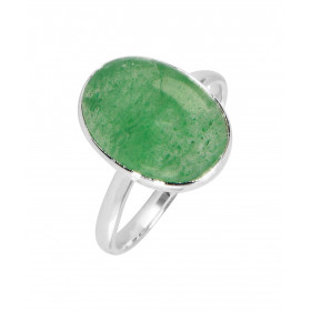 Bague Argent 925 Aventurine Cabochon Ovale 14x10mm