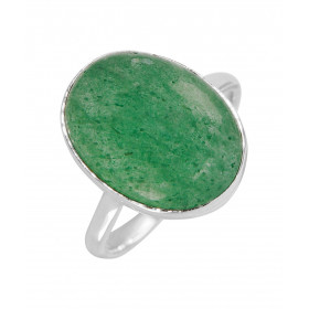 Bague Argent 925 Aventurine Cabochon Ovale 16x12mm Bague Argent 925 sertie d une pierre ovale 16x12mm Pierre taillée caboc...