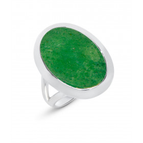 Bague Argent 925 Aventurine Cabochon Ovale 18x12mm Bague Argent 925 sertie d une pierre ovale 18x12mm Pierre taillée caboc...