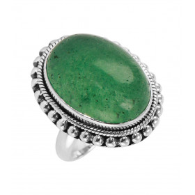 Bague Argent 925 Aventurine Cabochon Ovale 20x15mm