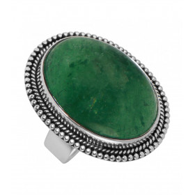 Bague Argent 925 Aventurine Cabochon Ovale 25x18mm