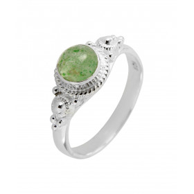 Bague Argent 925 Aventurine Cabochon Rond 6mm